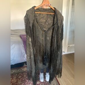 Elegant Black Fringed Shawl